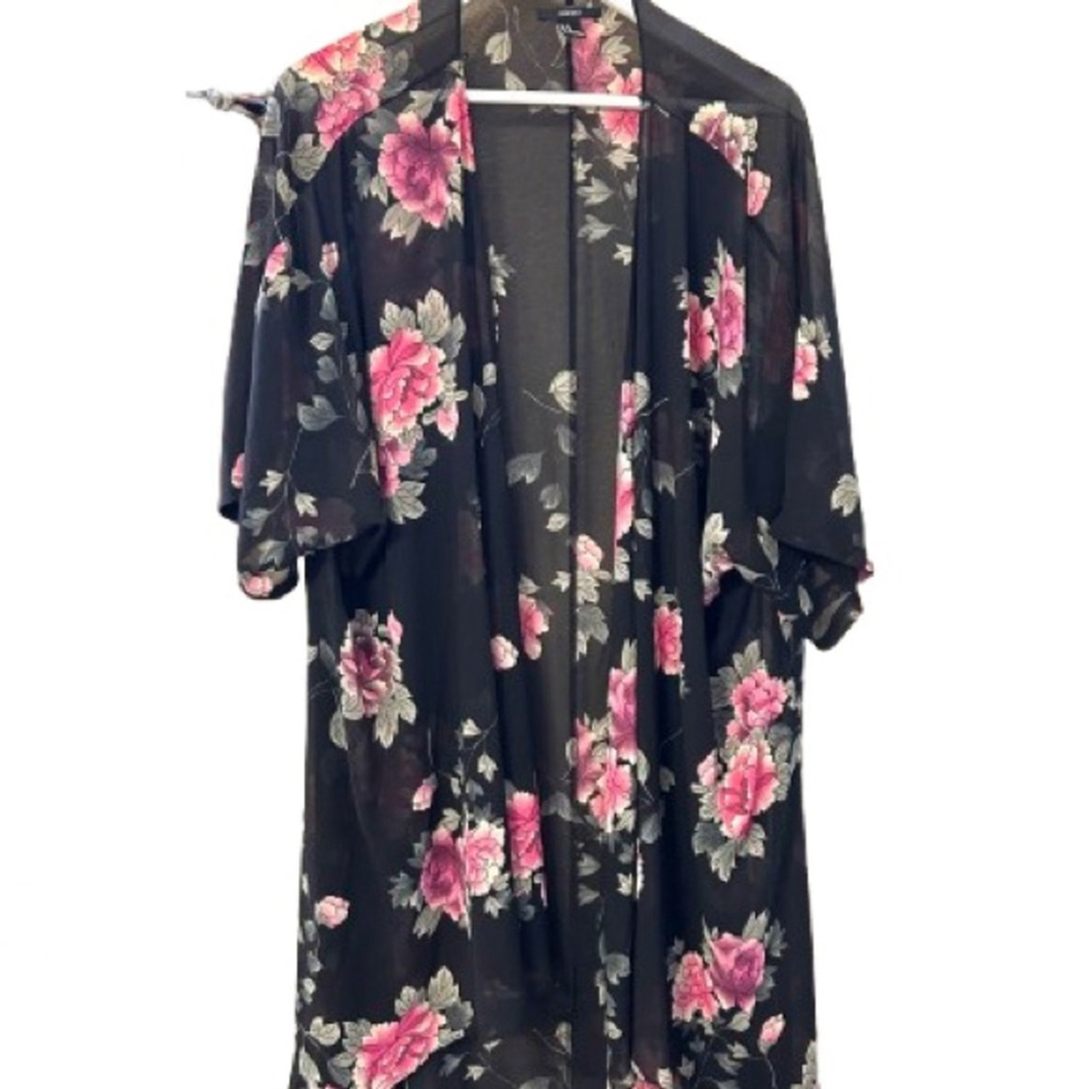 Sheer Black Floral Kimono Cardigan WhimsyGoth Fairy Grunge Romantic Cottagecore
